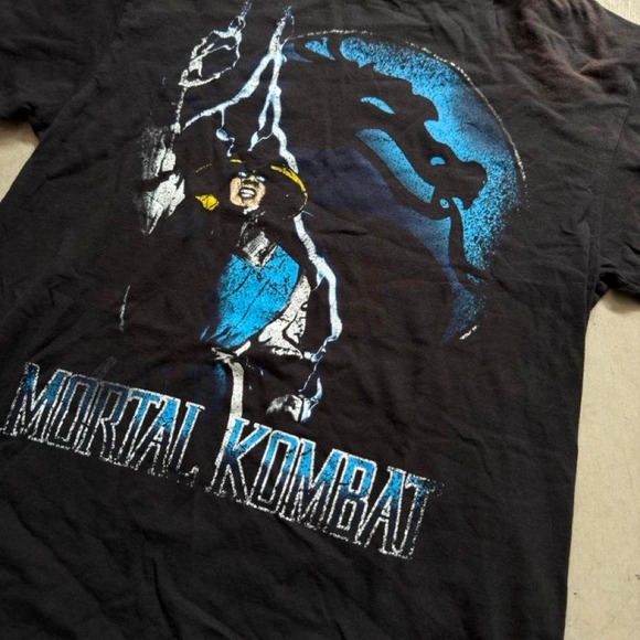 Mortal Kombat Other - Vintage Mortal Kombat Raiden Blue Dragon Graphic T-Shirt Mens Medium Black Retro